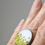 Chartreuse Ring Embroidered Silk