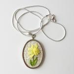 Daffodil Necklace Embroidered Silk Ribbon