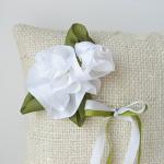 White Roses Ring Pillow. Rustic Country Wedding...
