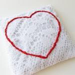 Red Heart Lavender Sachet Silk Ribbon Embroidery