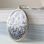 Gray Gradient Necklace Silk Ribbon Embroidery