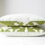 Green And White Pillow Cover 16 X 16