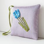 Lavender Sachet Blue Flowers Silk Ribbon..