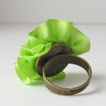 Neon Green Ring Ruffled Silk Ribbon