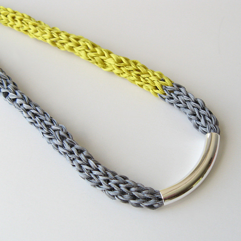 Chartreuse And Gray Necklace