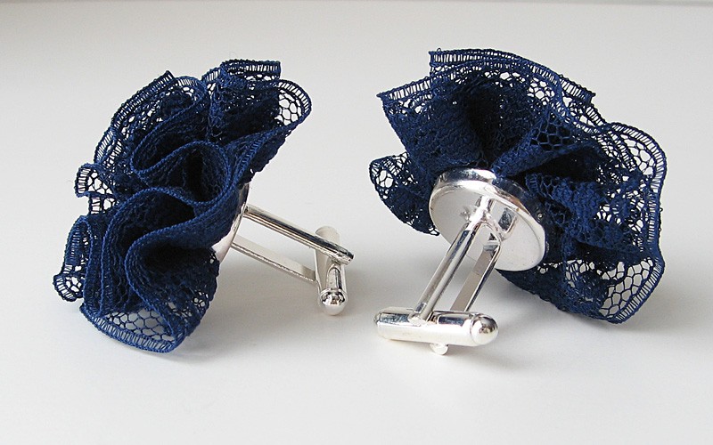 Navy Cuff Links Lace For Her Nautical Theme